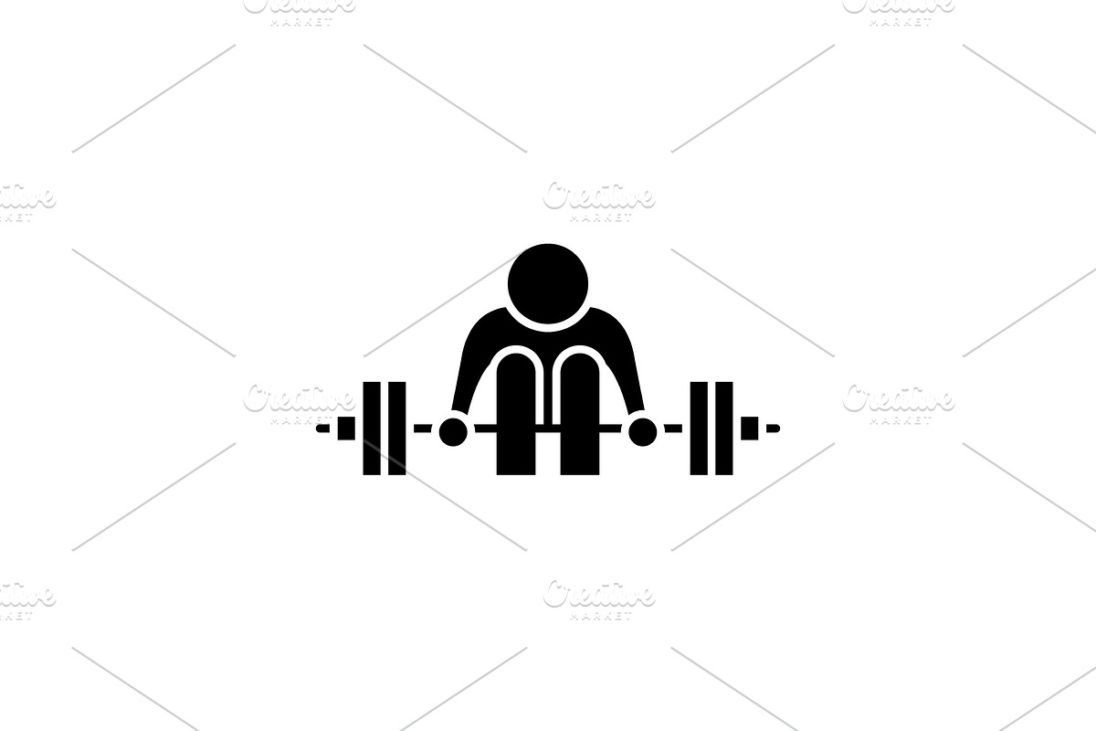 Exercises with a barbell black icon in Illustrations - product preview 8