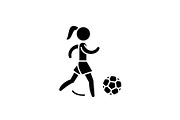 Women's football black icon, vector