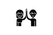 High five black icon, vector sign on