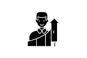 Personal growth black icon, vector