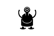 One-eyed monster black icon, vector