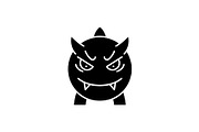 Cheerful vampire black icon, vector