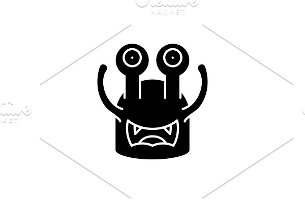 Toothy cast black icon, vector sign