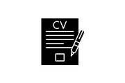 Writing a resume black icon, vector