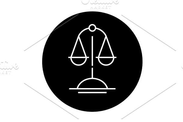 Scales of truth black icon, vector
