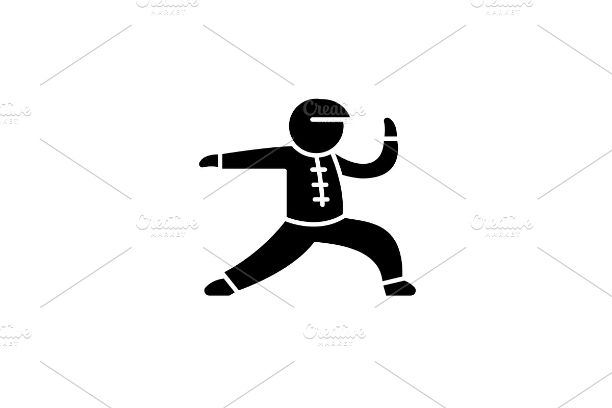 Wushu black icon, vector sign on in Illustrations - product preview 8
