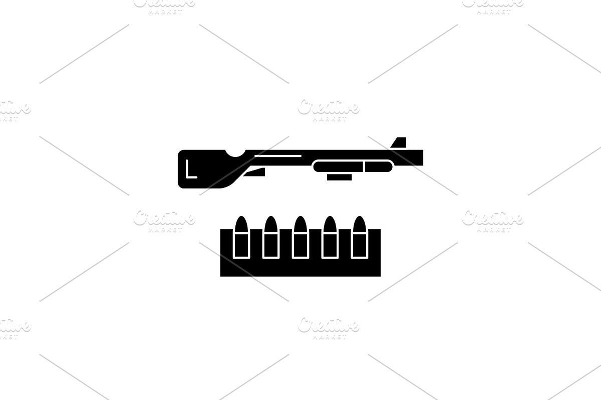 Shotgun and ammo black icon, vector in Objects - product preview 8