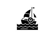 Sailing black icon, vector sign on