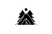 Tent in the forest black icon