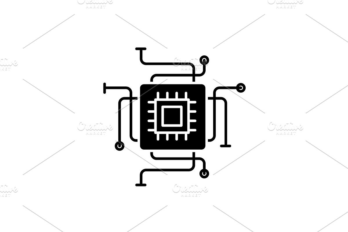 Computer processor black icon in Illustrations - product preview 8