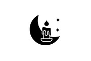 Night time black icon, vector sign