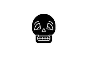 Skull black icon, vector sign on