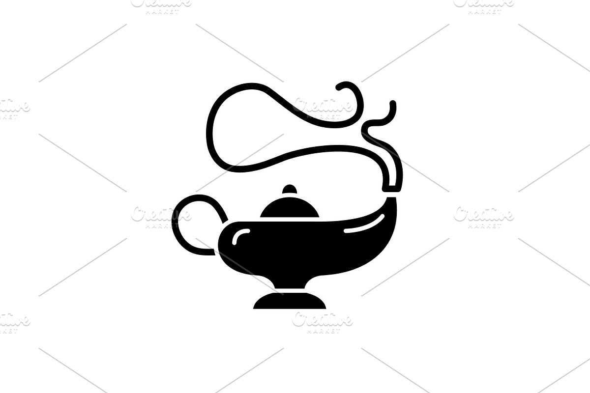 Magic lamp black icon, vector sign in Objects - product preview 8