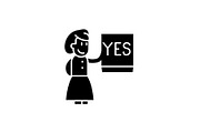 Say yes black icon, vector sign on