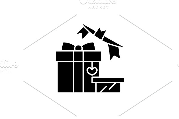 Gift and decoration black icon