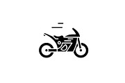 Race bike black icon, vector sign on