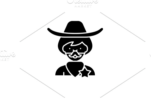 Cowboy black icon, vector sign on