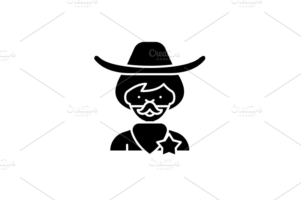 Cowboy black icon, vector sign on in Objects - product preview 8