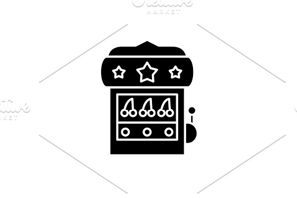 Casino machine black icon, vector