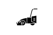 Lawn mower black icon, vector sign