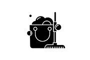 Cleaning service black icon, vector
