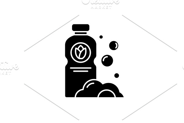 Detergent black icon, vector sign on