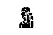 Selfies black icon, vector sign on