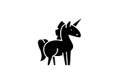 Unicorn black icon, vector sign on