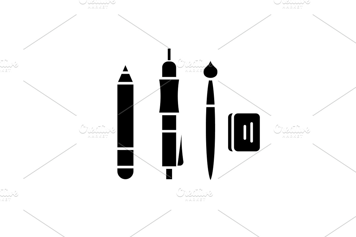 Artist tools black icon, vector sign in Illustrations - product preview 8