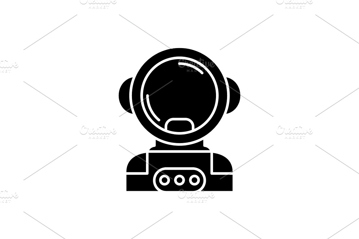 Cosmonaut in space black icon in Illustrations - product preview 8