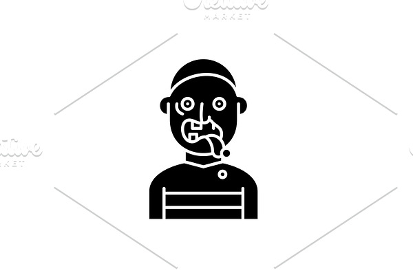 Zombie black icon, vector sign on