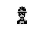 Builder black icon, vector sign on