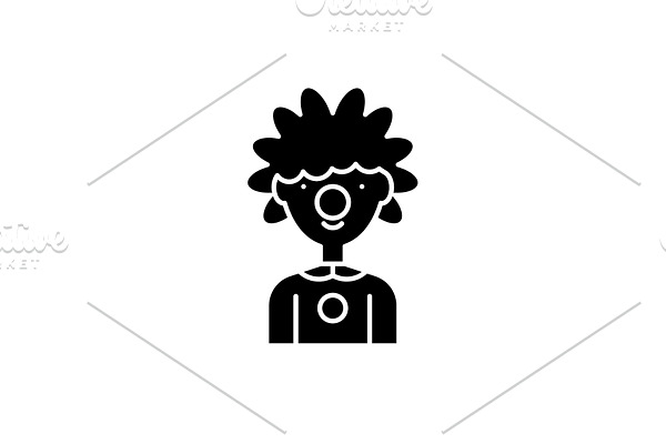Clown black icon, vector sign on