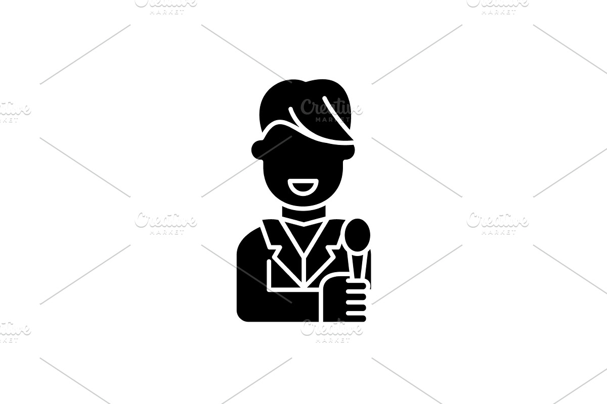 Tv host black icon, vector sign on in Illustrations - product preview 8
