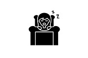 Deep sleep black icon, vector sign