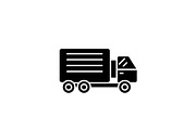 Container ship black icon, vector