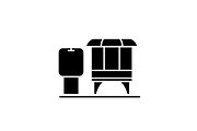 Mini gas station black icon, vector