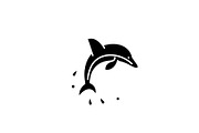 Dolphin show black icon, vector sign