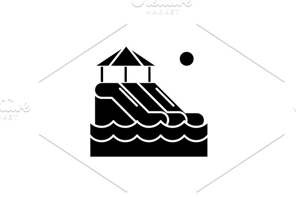Waterslides black icon, vector sign