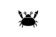 Cute crab black icon, vector sign on