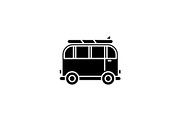 Minivan for travel black icon