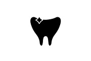 Clean tooth black icon, vector sign