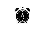 Alarm clock black icon, vector sign