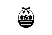 Easter basket black icon, vector