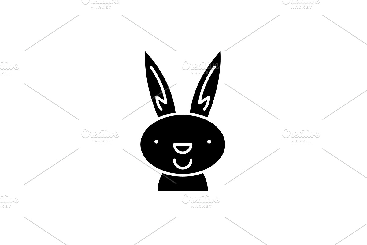 Easter bunny black icon, vector sign in Objects - product preview 8
