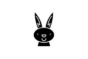 Easter bunny black icon, vector sign