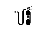 Fire extinguisher black icon, vector