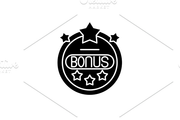 Bonus chip black icon, vector sign
