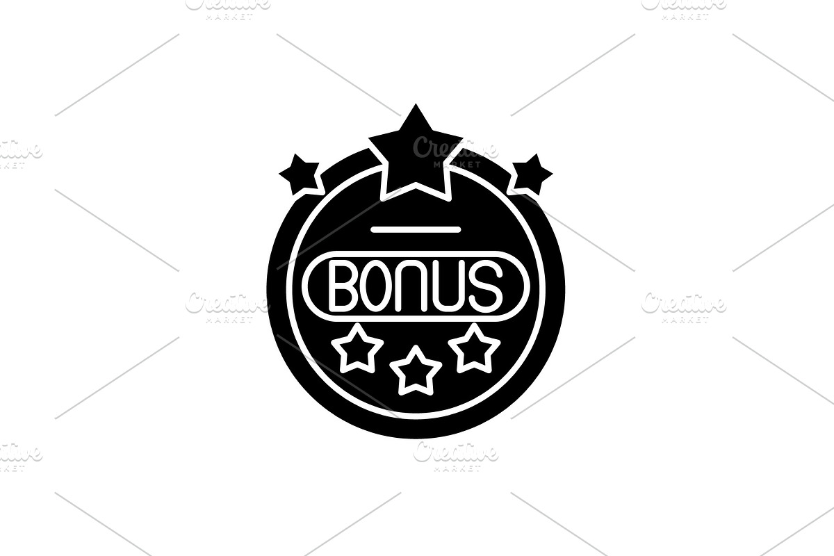 Bonus chip black icon, vector sign in Textures - product preview 8