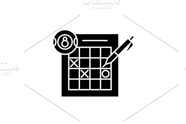Lottery black icon, vector sign on